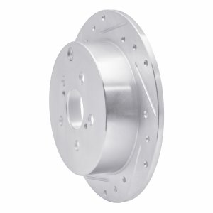 Pontiac Vibe Brake Rotor (1) - Rear Left - R1 Concepts - Drilled & Slotted - Silver - `00-`10